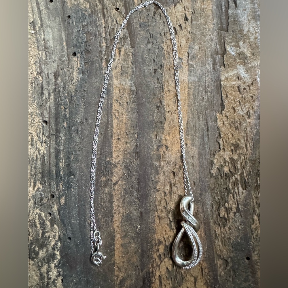 Sun Sterling Silver 18 inch Infinity Diamond Pendant Necklace